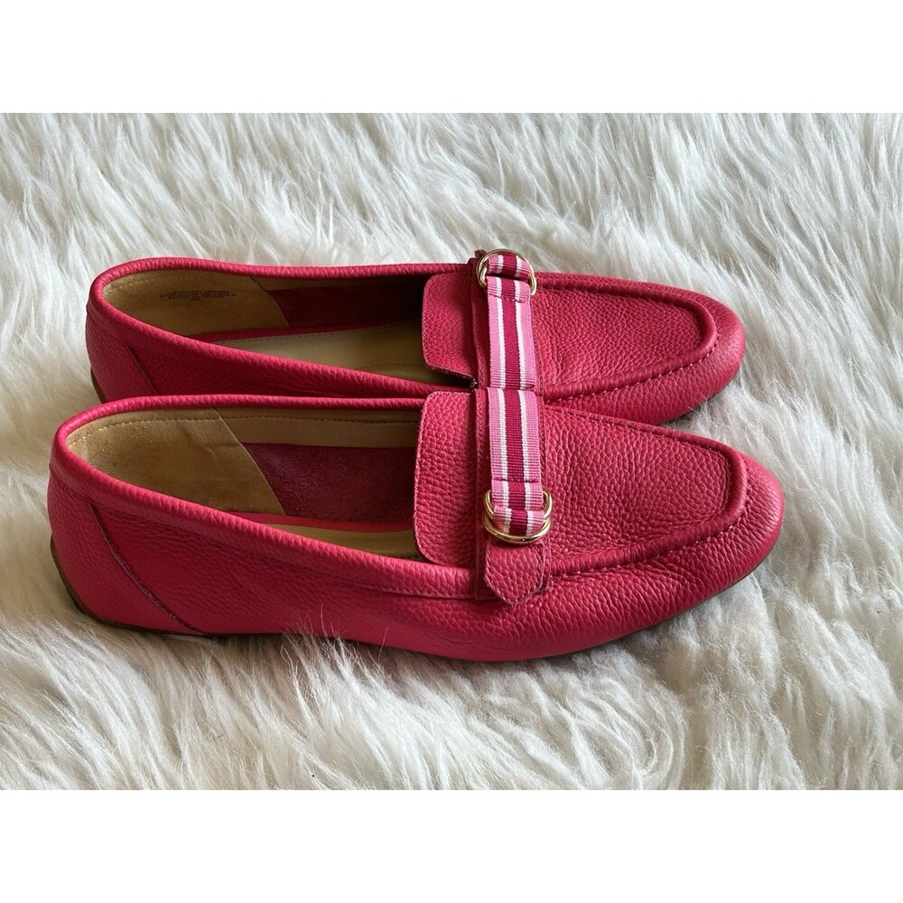 Talbots Women’s Size 8 Hot Pink Leather Loafers Driving Flats Old Money FLAW